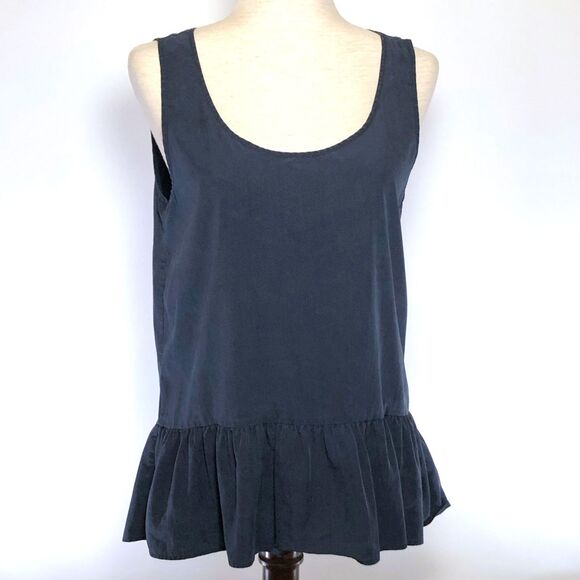 Zara Navy Ruffle Tank Top - Size Small - Picture 2 of 6